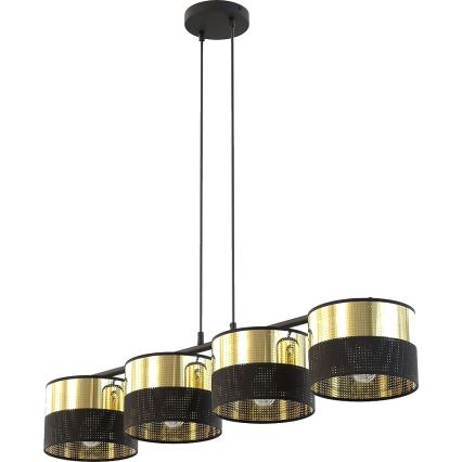 Kábeles csillár LUX 4xE27/15W/230V fekete/arany