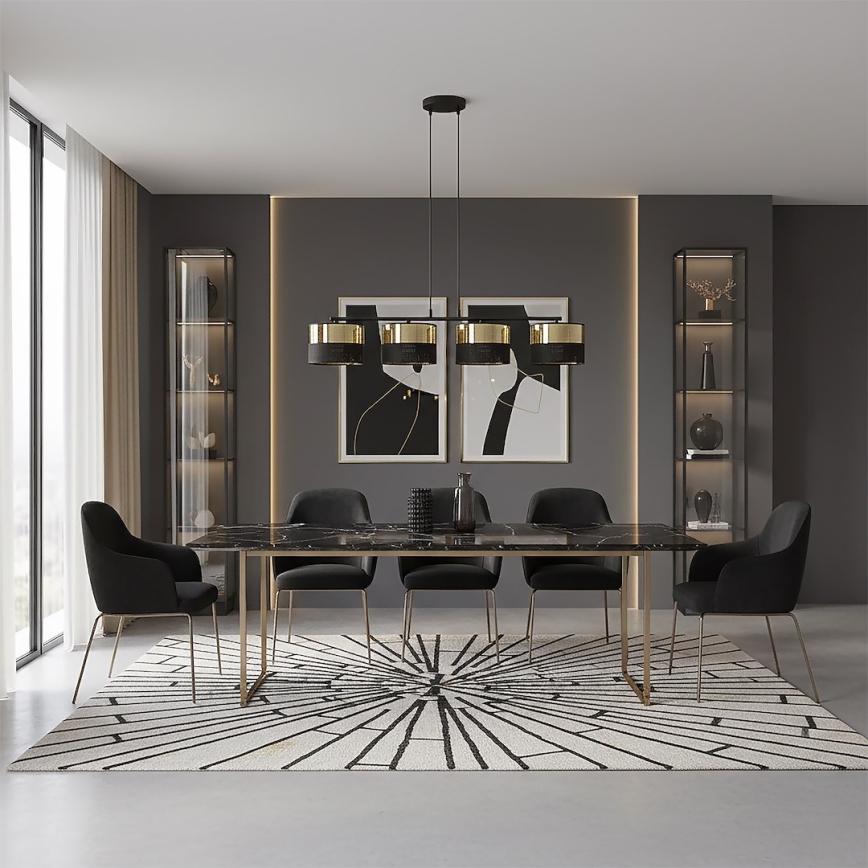 Kábeles csillár LUX 4xE27/15W/230V fekete/arany
