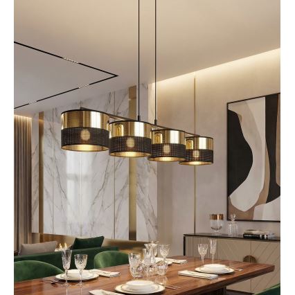 Kábeles csillár LUX 4xE27/15W/230V fekete/arany