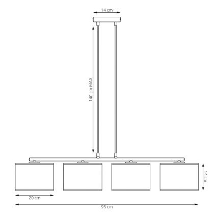 Kábeles csillár LUX 4xE27/15W/230V fekete/arany