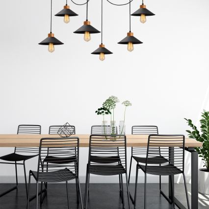 Kábeles csillár MANAVGAT 6xE27/40W/230V, pókszerű kialakítás, fekete/barna