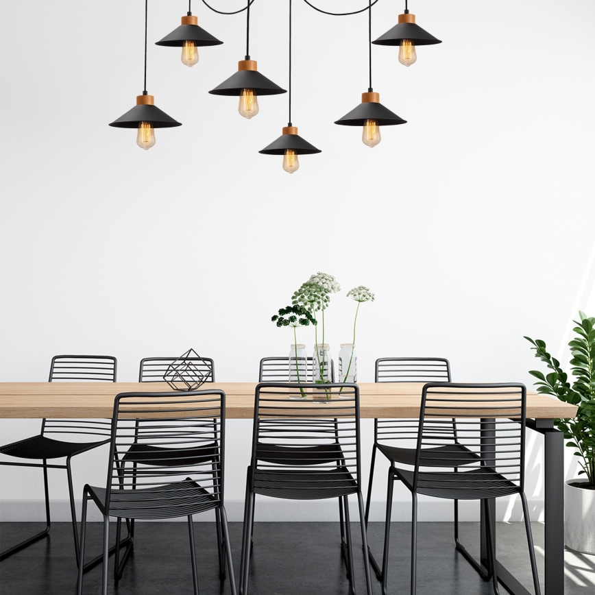 Kábeles csillár MANAVGAT 6xE27/40W/230V, pókszerű kialakítás, fekete/barna