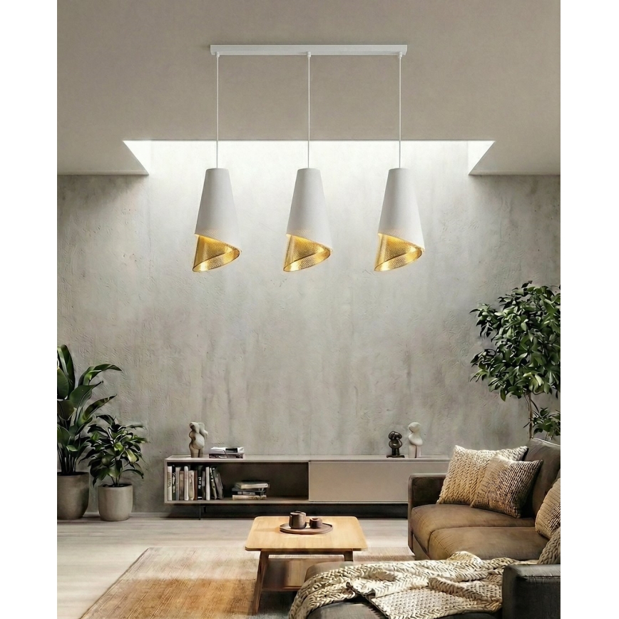 Kábeles csillár MODA 3xE27/15W/230V fehér/arany