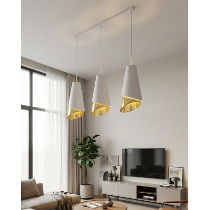 Kábeles csillár MODA 3xE27/15W/230V fehér/arany