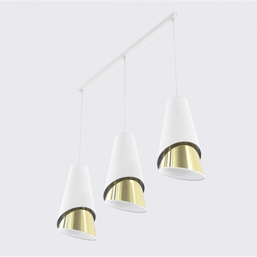 Kábeles csillár MODA 3xE27/15W/230V fehér/arany