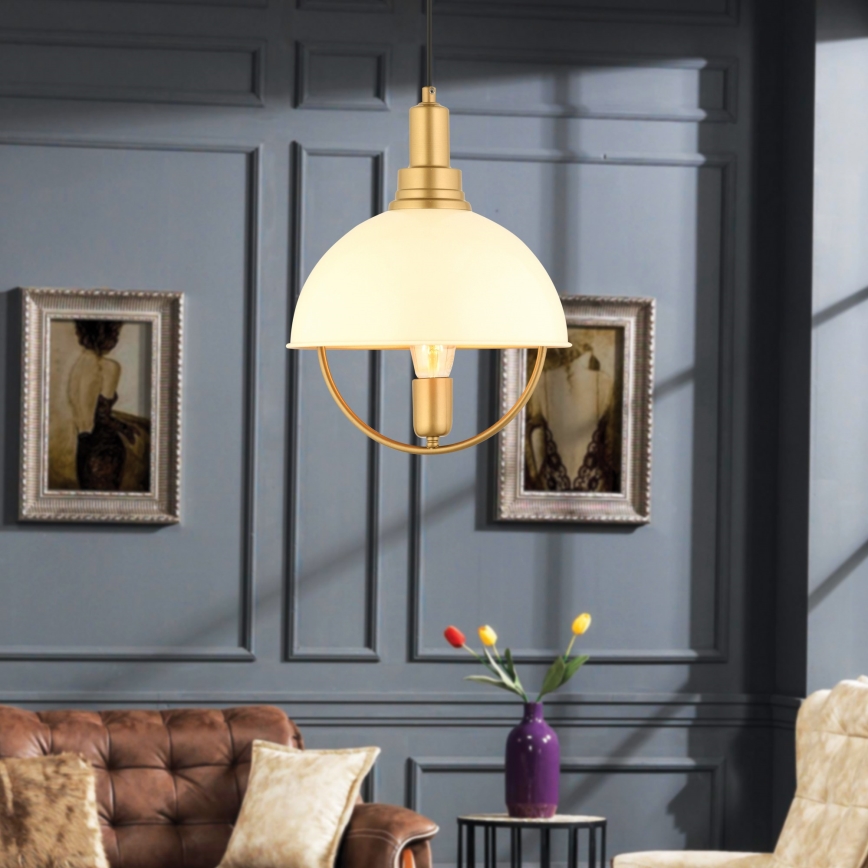 Kábeles csillár MONZA 1xE27/40W/230V átm. 30 cm krémszínű/arany