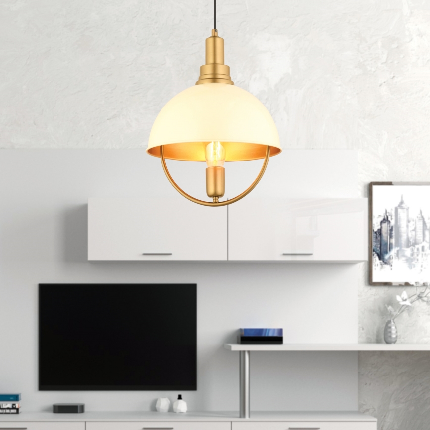 Kábeles csillár MONZA 1xE27/40W/230V átm. 30 cm krémszínű/arany