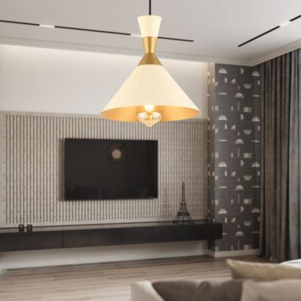 Kábeles csillár MONZA 1xE27/40W/230V Ø 25 cm krémszínű/aranyszínű