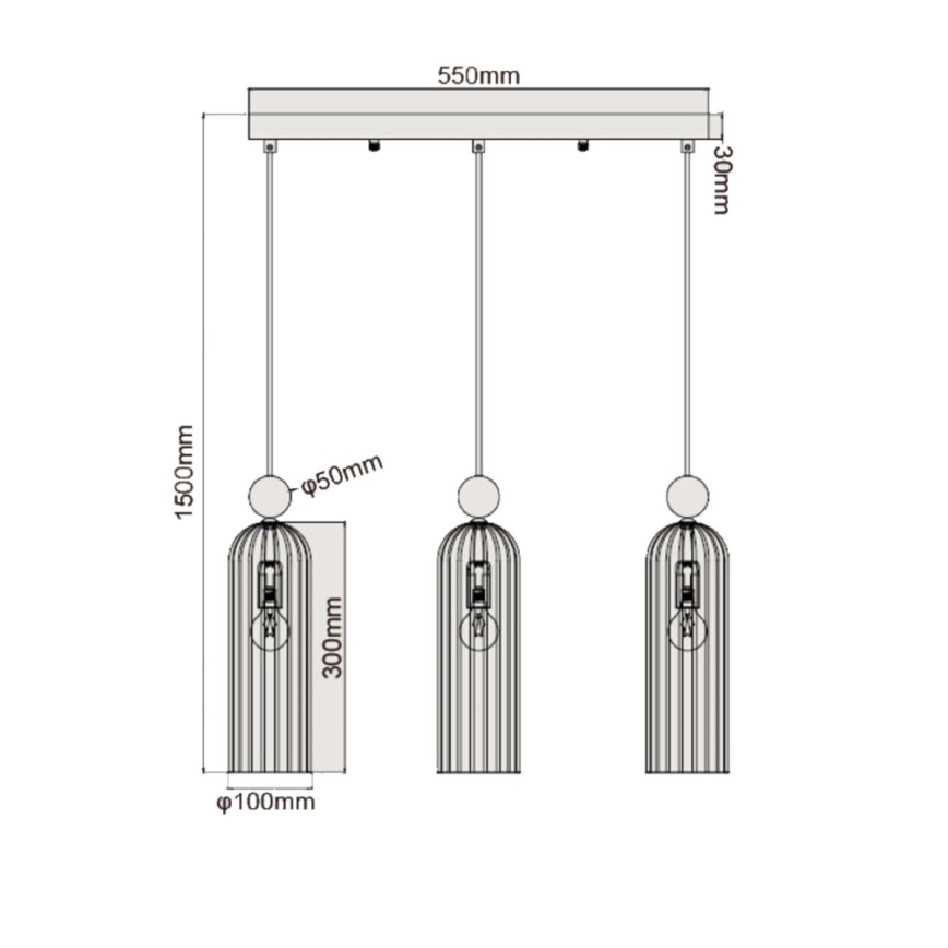 Kábeles csillár PIEGA 3xE14/40W/230V sárgaréz/füstös bézs