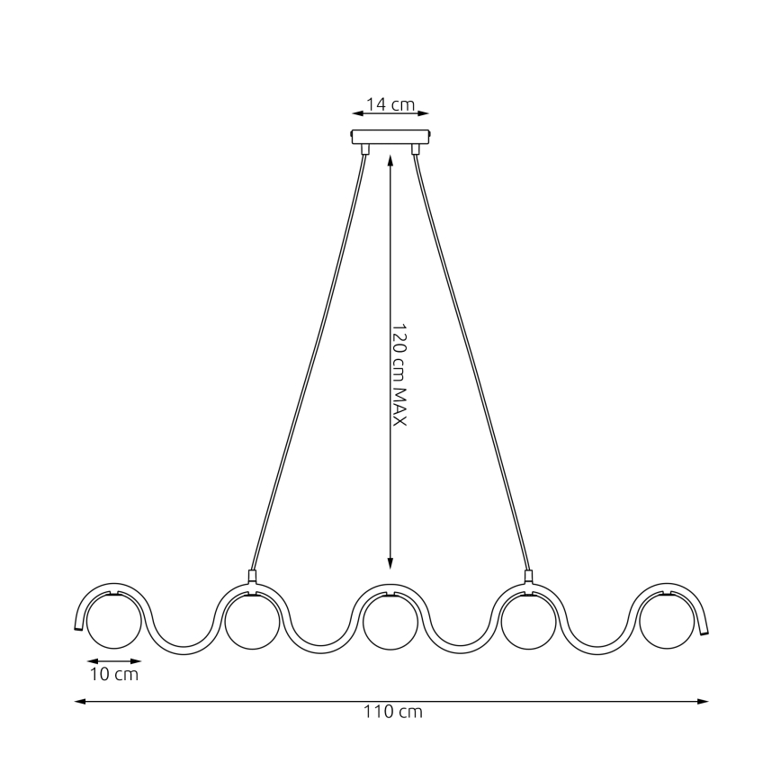 Kábeles csillár SINUS 5xG9/8W/230V fekete