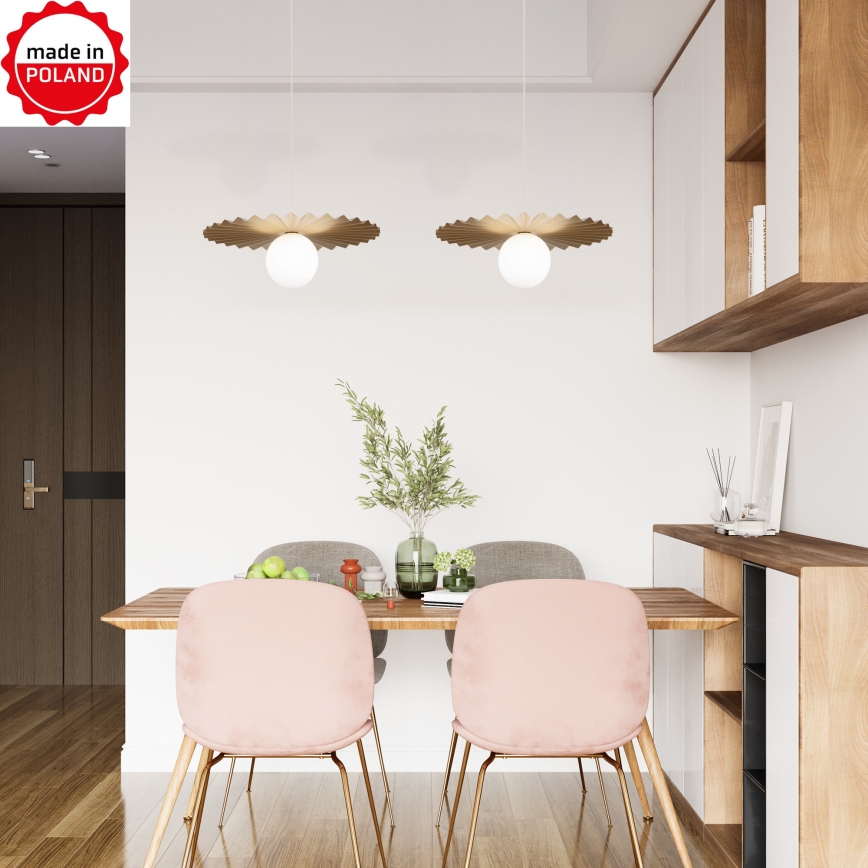 Kábeles csillár SUNPLISS 1xG9/10W/230V, átm. 40 cm, arany/krémszínű