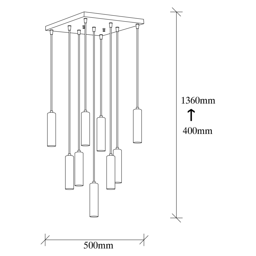 Kábeles csillár TEMPO 9xE27/40W/230V arany