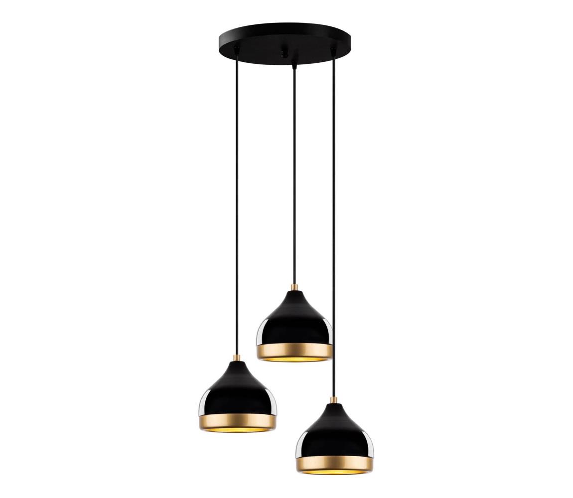 Kábeles csillár YILDO 3xE27/40W/230V fekete/arany 892OPV2131