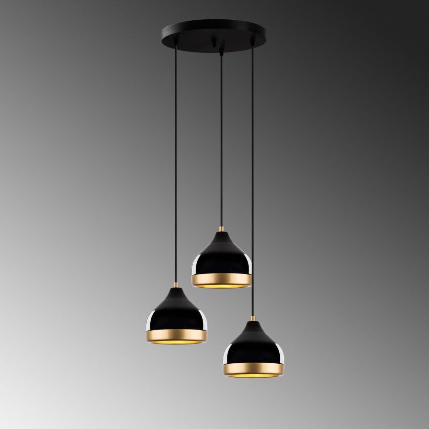 Kábeles csillár YILDO 3xE27/40W/230V fekete/arany