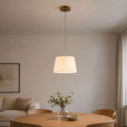 Kábeles függeszték AIDA 1xE27/15W/230V átm. 25 cm tölgy/krémszínű