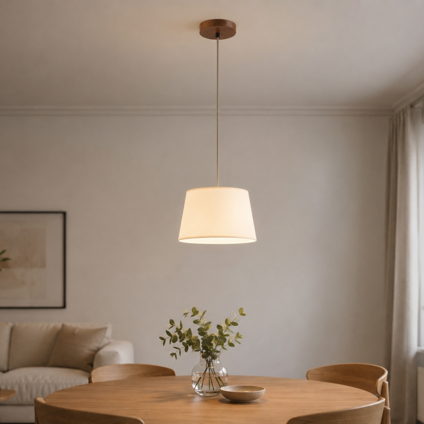 Kábeles függeszték AIDA 1xE27/15W/230V átm. 25 cm tölgy/krémszínű