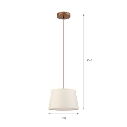 Kábeles függeszték AIDA 1xE27/15W/230V átm. 25 cm tölgy/krémszínű