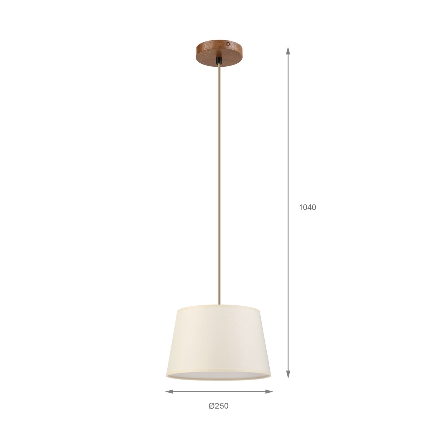 Kábeles függeszték AIDA 1xE27/15W/230V átm. 25 cm tölgy/krémszínű