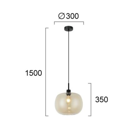 Kábeles függeszték ALAN 1xE27/40W/230V füstös bézs/fekete