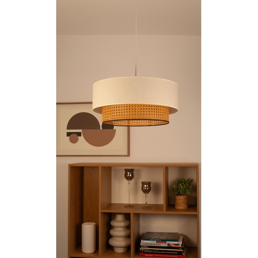Kábeles függeszték NATIA 1xE27/60W/230V átm. 45 cm fehér/barna