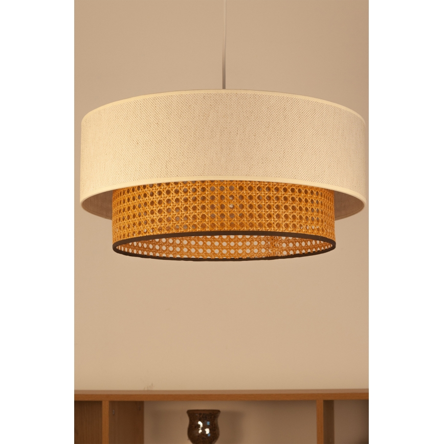 Kábeles függeszték NATIA 1xE27/60W/230V átm. 45 cm fehér/barna