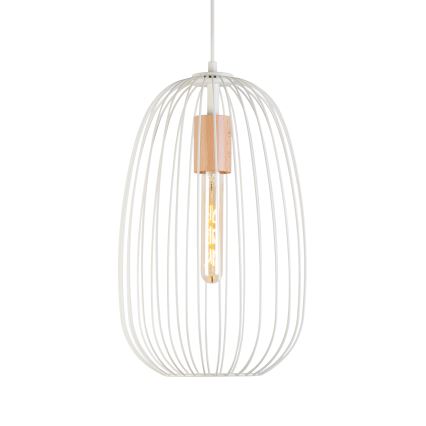 Kábeles függeszték OVELLA 1xE27/15W/230V átm. 25 cm krémszínű/fenyő