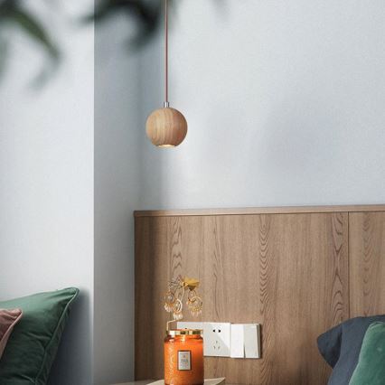 Kábeles függőlámpa 1xGU10/10W/230V Ø 11 cm tömör kőris