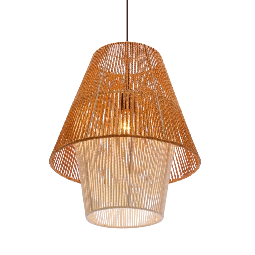 Kábeles függőlámpa AFRICA 1xE27/40W/230V átm. 40 cm barna/krémszínű