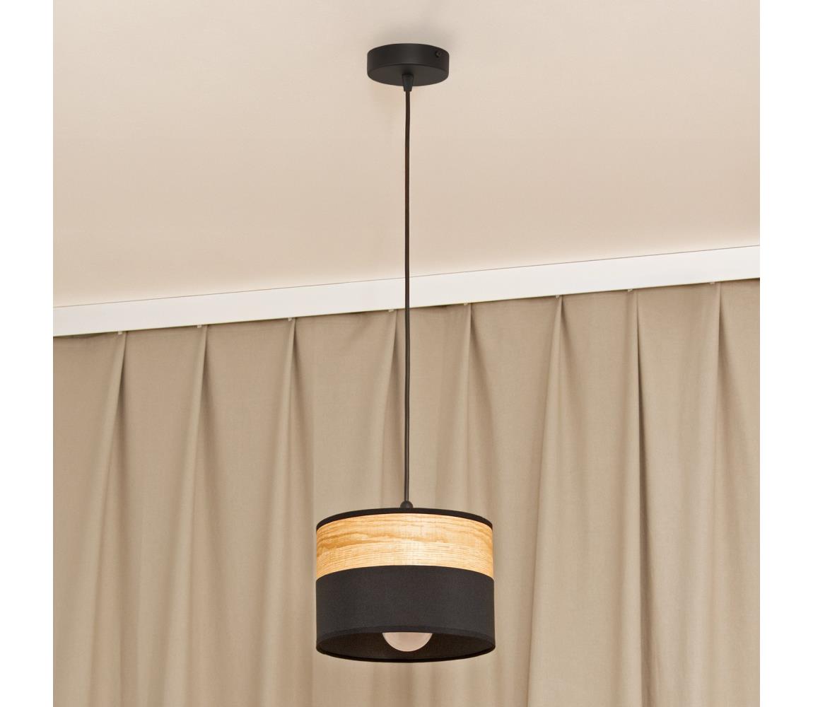 Kábeles függőlámpa ALBA 1xE27/15W/230V átm. 20 cm fekete/barna W