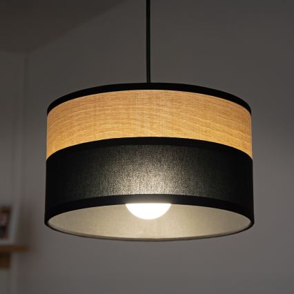 Kábeles függőlámpa ALBA 1xE27/15W/230V átm. 20 cm fekete/barna