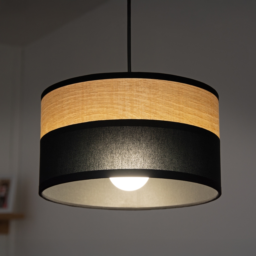 Kábeles függőlámpa ALBA 1xE27/15W/230V átm. 20 cm fekete/barna