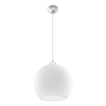 Kábeles függőlámpa BALL 1xE27/15W/230V Ø 30 cm fehér/fényes króm