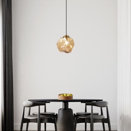 Kábeles függőlámpa CRISTAL 1xE14/15W/230V sárgaréz/füstös bézs