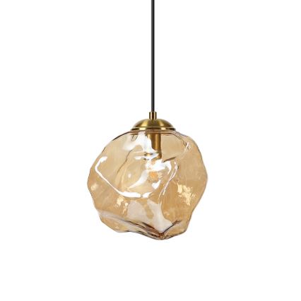 Kábeles függőlámpa CRISTAL 1xE14/15W/230V sárgaréz/füstös bézs