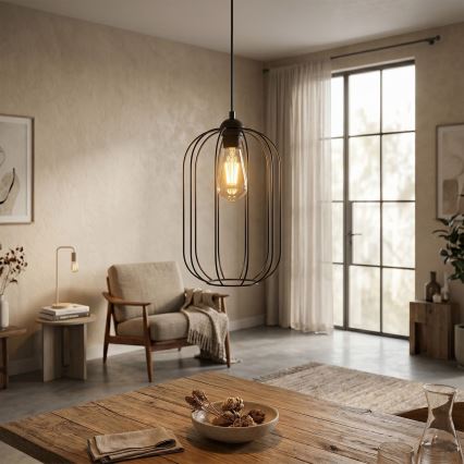 Kábeles függőlámpa DESTELLO 1xE27/15W/230V, átm. 21 cm, fekete
