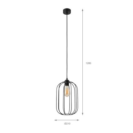 Kábeles függőlámpa DESTELLO 1xE27/15W/230V, átm. 21 cm, fekete