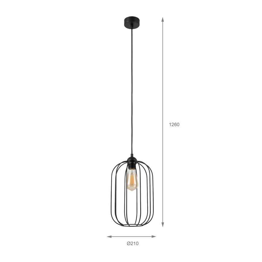 Kábeles függőlámpa DESTELLO 1xE27/15W/230V, átm. 21 cm, fekete