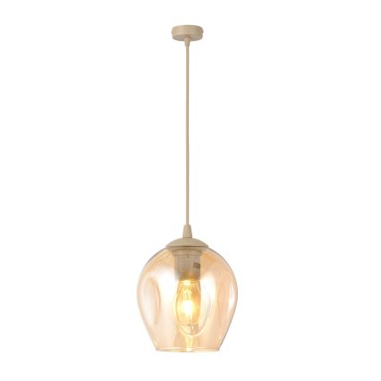 Kábeles függőlámpa ISTAR 1xE27/15W/230V átm. 14 cm bézs/füstös bézs