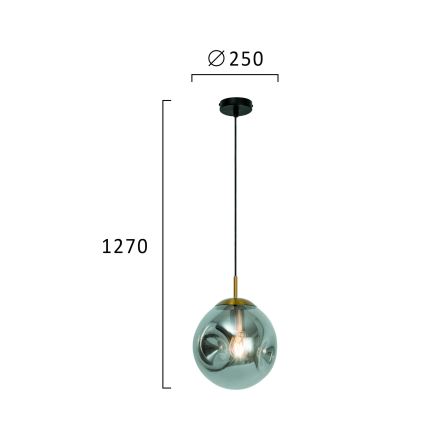 Kábeles függőlámpa OSCAR 1xE27/40W/230V füstös fekete