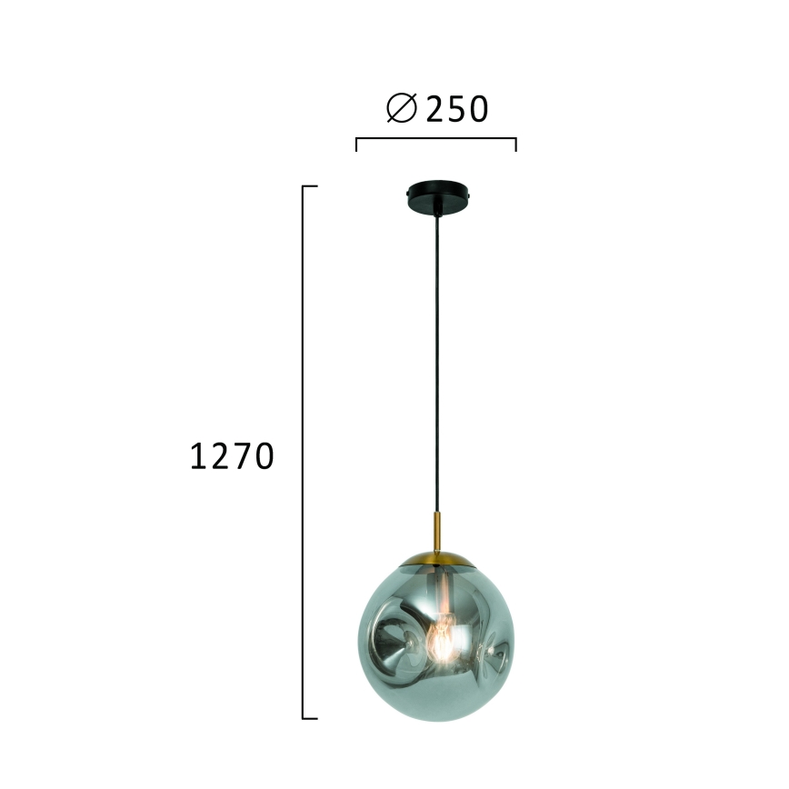 Kábeles függőlámpa OSCAR 1xE27/40W/230V füstös fekete