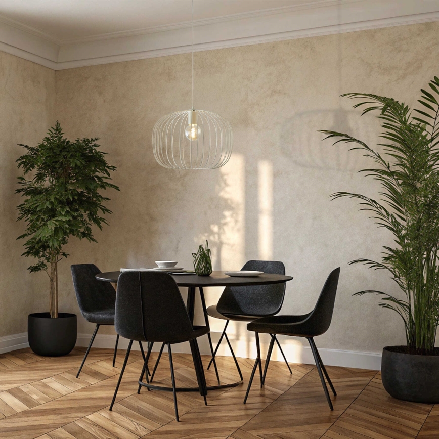 Kábeles függőlámpa OVELLA 1xE27/15W/230V, átm. 46 cm, krémszínű