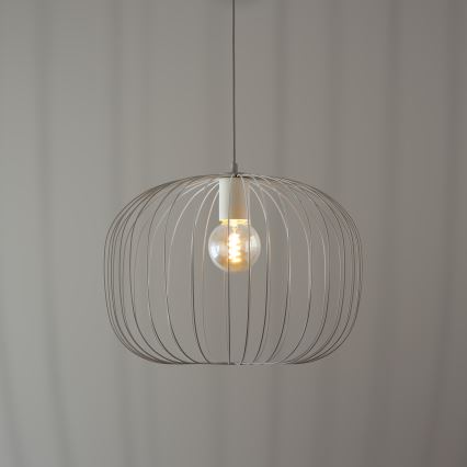 Kábeles függőlámpa OVELLA 1xE27/15W/230V, átm. 46 cm, krémszínű