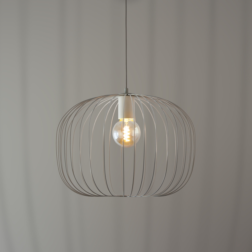 Kábeles függőlámpa OVELLA 1xE27/15W/230V, átm. 46 cm, krémszínű