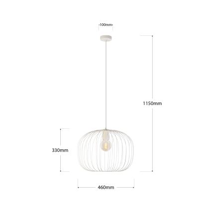 Kábeles függőlámpa OVELLA 1xE27/15W/230V, átm. 46 cm, krémszínű