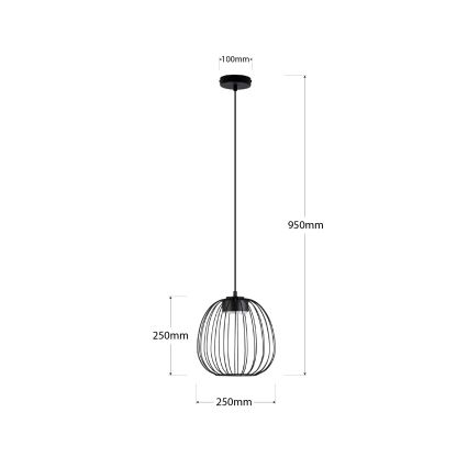 Kábeles függőlámpa OVELLA 1xGX53/10W/230V Ø 25 cm fekete
