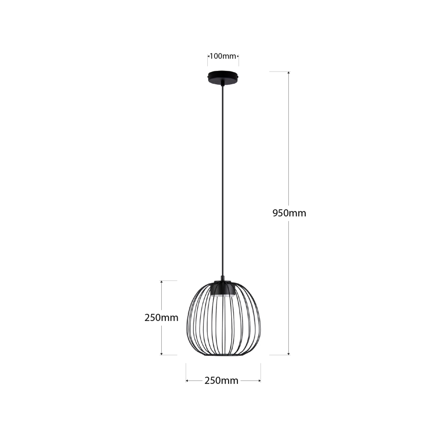 Kábeles függőlámpa OVELLA 1xGX53/10W/230V Ø 25 cm fekete