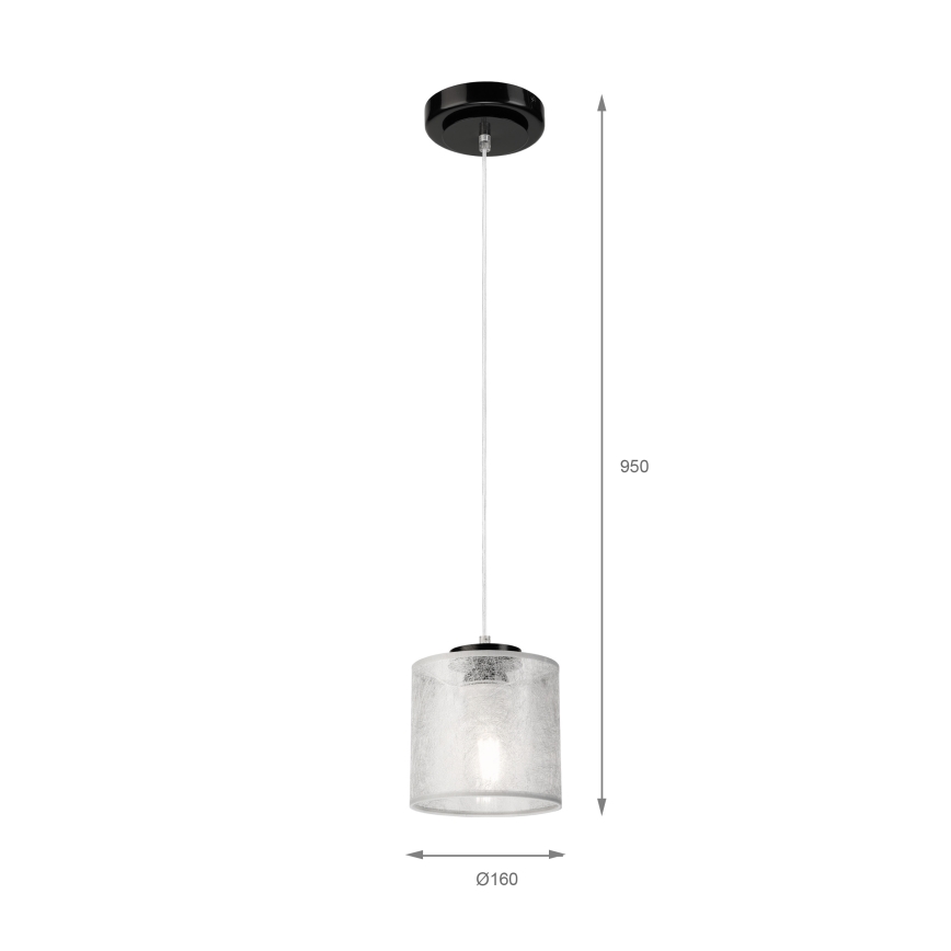 Kábeles függőlámpa ROSA 1xE27/60W/230V fekete/szürke