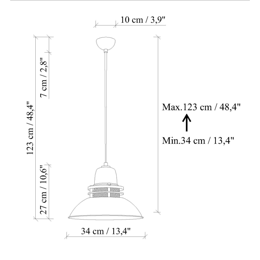 Kábeles függőlámpa TIBET 1xE27/40W/230V narancssárga