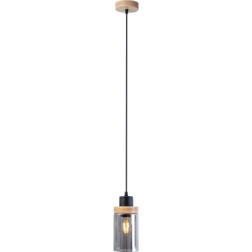 Kábeles függőlámpa WOODNEST 1xE27/15W/230V fenyő/füstös fekete