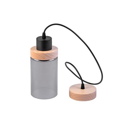 Kábeles függőlámpa WOODNEST 1xE27/15W/230V fenyő/füstös fekete